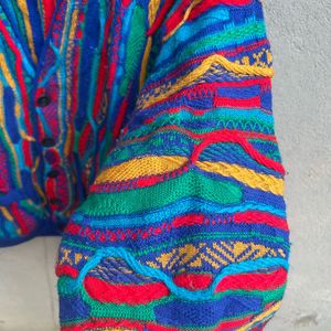 Vintage 90s COOGI Australia 3D Knit Wool Cardigan