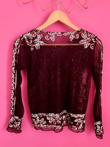 Sheer Party Wear Net Top