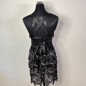 Sequin Fringe Mini Party Dress