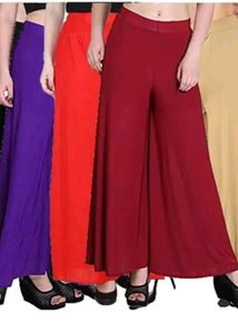 Colorful Palazzo Pants Set Of 4