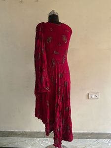 Maroon Draped Dress