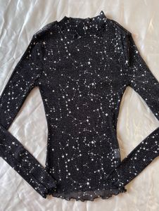 Shein Black Mesh Net Full Sleeves Top