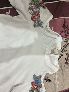 Floral Embroidered Cold Shoulder Top