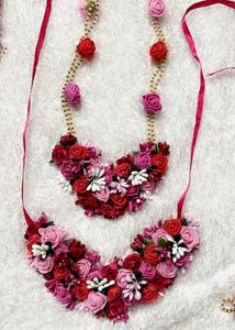 Pink &amp; red Floral Jwellery Set