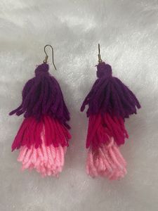 Handmade Yarn Tassel Earrings