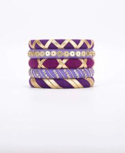 Purple &amp; Gold Beaded Bangles