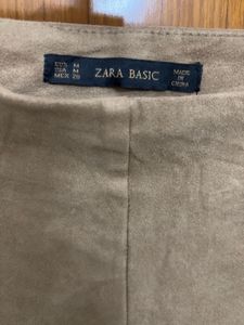 Zara Faux Suede Ankle Zip Skinny Leg Stretch Pants