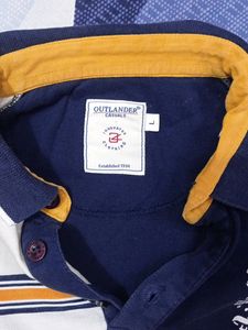 Stylish Navy Blue and mustard Polo T-shirt