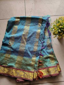 Used Teal & Gold Saree