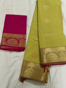 New Half & Half Pattu Saree Without Blouse (Un Used)