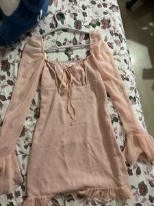 Sheer Sleeve Mini Dress