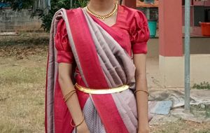 Pink Grey Silk Lehenga