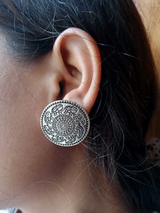 Elephant Embroidery Beautiful Earings (Silver)