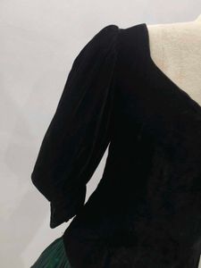Vintage Velvet &amp; Ruffle Dress