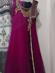 Magenta Embellished Anarkali Dress