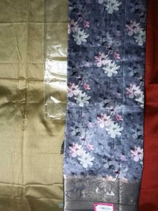 Floral Print Saree with SilverJariBorder+UnstitchB