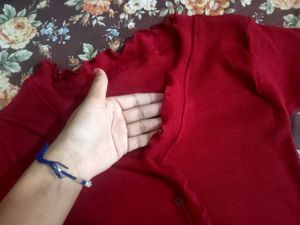 ❤️ Red Ribbed Button-Down Top ❤️