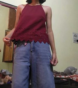 Maroon Sleeveless Top