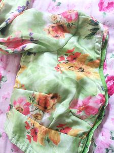 Neon Green Floral Blouse