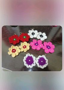 Handmade Crochet Flower Earrings