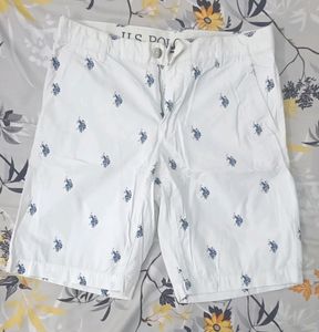 U.S. Polo Assn. White Logo Printed Shorts
