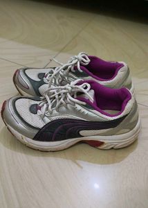 Puma White &amp; Purple Sneakers