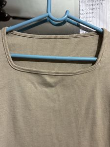 Beige Long Sleeve Crop Top