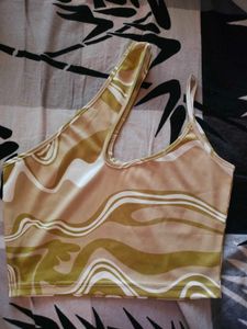 Asymmetrical Patterned Crop Top