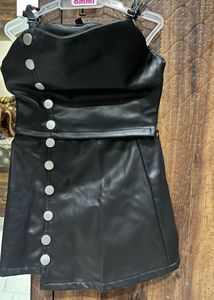 Black Faux Leather Mini Dress