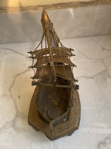 Vintage Metal Ship Sculpture