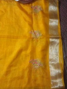 Yellow 💛 Organza Saree