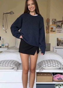 Black Slit Mini Skirt