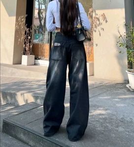 Black Whiker High Waist Super Wide Leg Jeans
