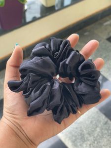 Classic Black Satin Scrunchie