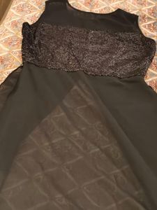 Black Sequin Party long top