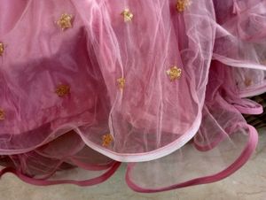 Grey And Pink Double Layer Lehenga