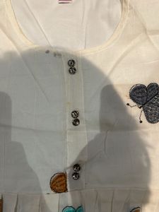 Butterfly Print White Dress