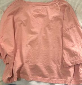 Cropped Oversized Pink T-Shirt