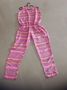 Fix price pink overall printed jumpsuit