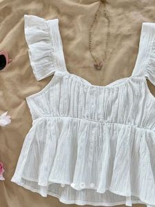 White Ruffle Tank Top