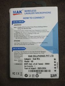 Free Delivery:-Mak Dual Wireless Mic {New}