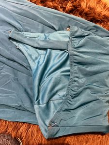 One Shoulder Teal Blue Gown