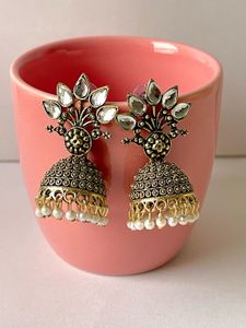 Golden Oxidised Jhumka
