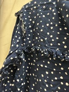 Navy Blue Top With Polka Dots