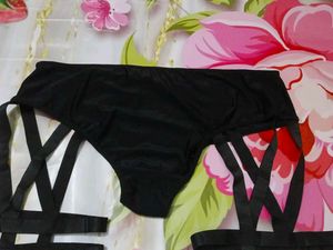 (1078)Black Harness Lingerie Set