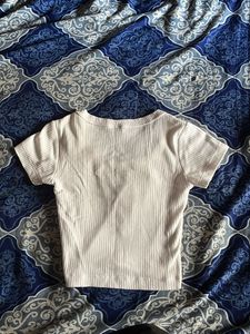 H&amp;M White Fitted Crop Top