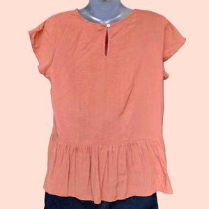 Peach Lace Detail Top