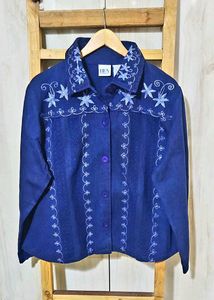 Vintage Embroidered Blue Jacket Size-46-48