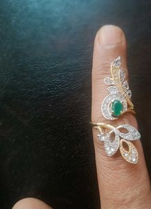 Emerald Leaf Design AD Ring