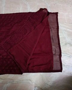 Maroon Embroidered Kurta
